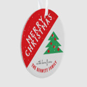 Moderner Familienurlaub in Rot und Grün Ornament (Vorderseite)