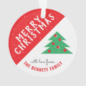 Moderner Familienurlaub in Rot und Grün Ornament (Rückseite)