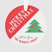 Moderner Familienurlaub in Rot und Grün Ornament (Vorderseite)