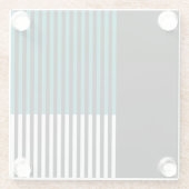 Moderner Farbblock Aquamariner Schwarz-weißer Stre Glasuntersetzer (Rückseite)