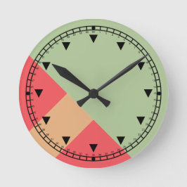 Moderner Farbblock Geo 1 Runde Wanduhr