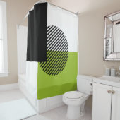 Moderner Farbblock gestreifter Circle Lime Green B Duschvorhang (Beispiel)