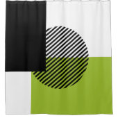 Moderner Farbblock gestreifter Circle Lime Green B Duschvorhang (Vorderseite)