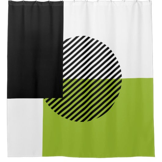 Moderner Farbblock gestreifter Circle Lime Green B Duschvorhang (Vorderseite)
