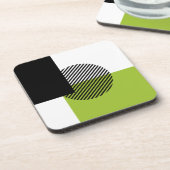 Moderner Farbblock gestreifter Circle Lime Green B Getränkeuntersetzer (Linke Seite)