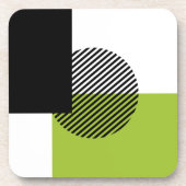 Moderner Farbblock gestreifter Circle Lime Green B Getränkeuntersetzer (Vorderseite)