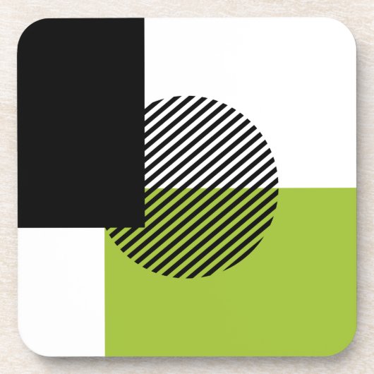 Moderner Farbblock gestreifter Circle Lime Green B Getränkeuntersetzer (Vorderseite)