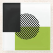 Moderner Farbblock gestreifter Circle Lime Green B Glasuntersetzer (Vorderseite)
