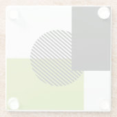 Moderner Farbblock gestreifter Circle Lime Green B Glasuntersetzer (Rückseite)