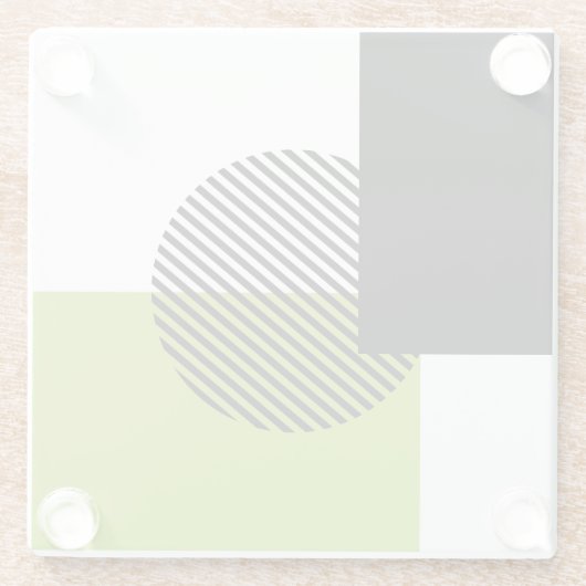 Moderner Farbblock gestreifter Circle Lime Green B Glasuntersetzer (Rückseite)