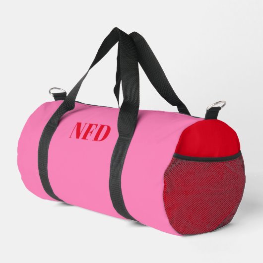 Moderner Farbblock - Heiß rosa und fett rotes Mono Duffle Bag (Rechte Ecke)