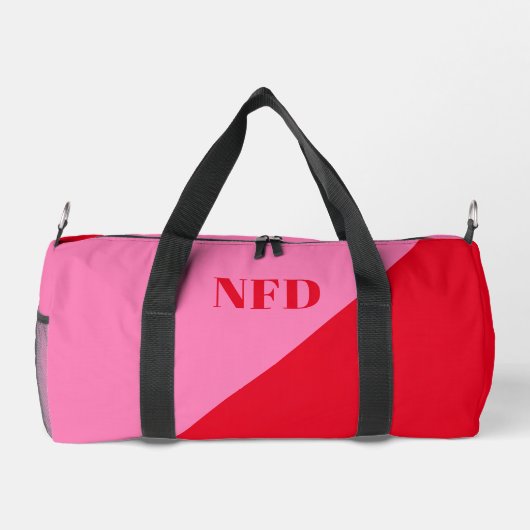Moderner Farbblock - Heiß rosa und fett rotes Mono Duffle Bag (Rückseite)