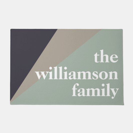 Moderner Farbblock in Größe und Braun Personalisie Fußmatte (Vorderseite)