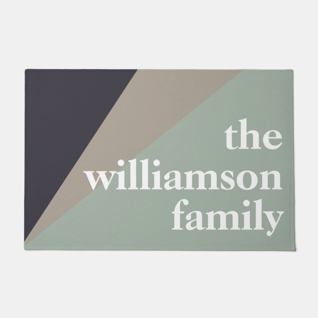 Moderner Farbblock in Größe und Braun Personalisie Fußmatte (Vorderseite)