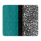 Moderner Farbblock-Leopard drucken Aquamarines Sil Schneidebrett (Vorderseite)