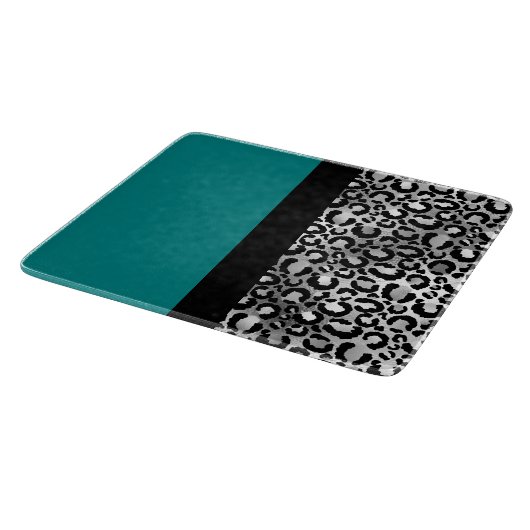 Moderner Farbblock-Leopard drucken Aquamarines Sil Schneidebrett (Ecke)