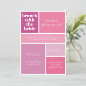 Moderner Farbblock Lila Brautparty rosa Einladung (Stehend Vorderseite)