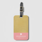 Moderner Farbblock mit hochskalierbarem Herzmonogr Gepäckanhänger (Vorderseite Vertikal)