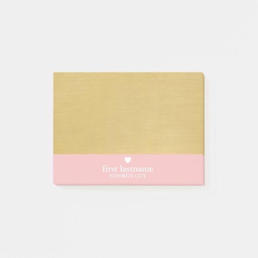 Moderner Farbblock mit hochskalierbarem Herzmonogr Post-it Klebezettel (Vorderseite)
