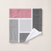 Moderner Farbblock Mosaik Dusty Pink Grau Weiß Badhandtuch Set (Waschlappen)