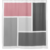Moderner Farbblock Mosaik Dusty Pink Grau Weiß Duschvorhang (Vorderseite)