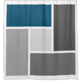 Moderner Farbblock Mosaik Ozean Blau Weiß Duschvorhang (Vorderseite)