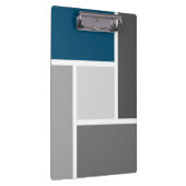 Moderner Farbblock Mosaik Ozean Blau Weiß Klemmbrett (Rechts)