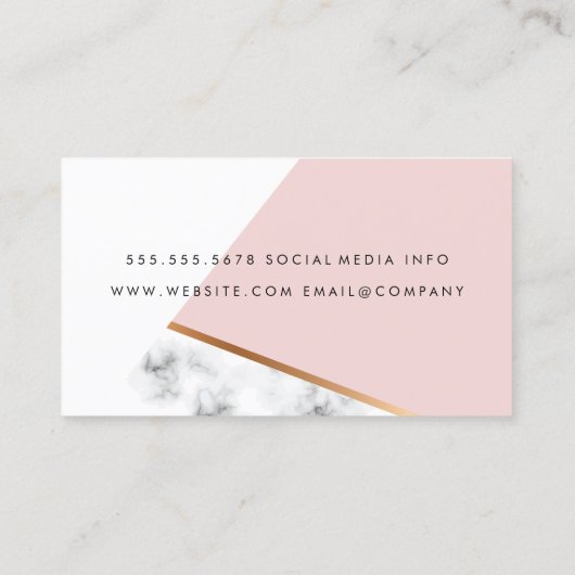 Moderner Farbblock | Rosa | Marmor Visitenkarte (Rückseite)