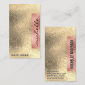 Moderner Farbblock | Rose Gold Foil Geometric Visitenkarte (Vorne/Hinten)