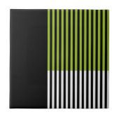 Moderner Farbblock Schwarz-weiß gestrichen Linse g Fliese (Vorderseite)