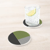 Moderner Farbblock Schwarz-weiß gestrichen Linse g Getränkeuntersetzer (Seite)