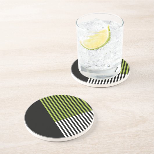 Moderner Farbblock Schwarz-weiß gestrichen Linse g Getränkeuntersetzer (Seite)