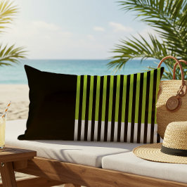 Moderner Farbblock Schwarz-weiß gestrichen Linse g Kissen Für Draußen