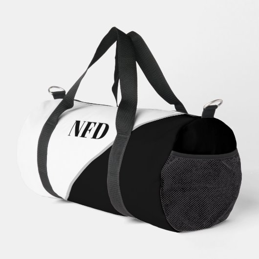Moderner Farbblock - Schwarz-Weiß-Monogramm Duffle Bag (Rechte Ecke)