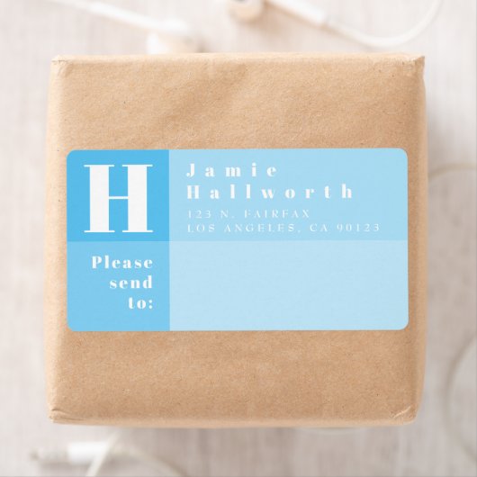 Moderner Farbblock Sky Blue Rücksendeadresse & Sen (Insitu)