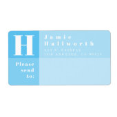 Moderner Farbblock Sky Blue Rücksendeadresse & Sen (Vorne)