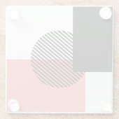 Moderner Farbblock Streifen Korallenschwarz Glasuntersetzer (Rückseite)