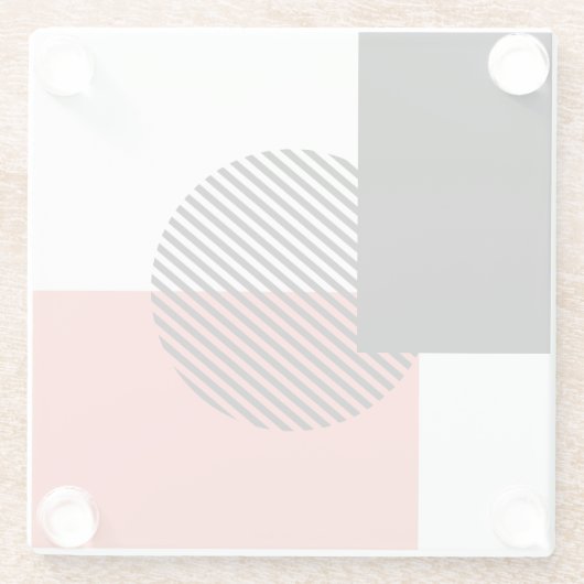 Moderner Farbblock Streifen Korallenschwarz Glasuntersetzer (Rückseite)