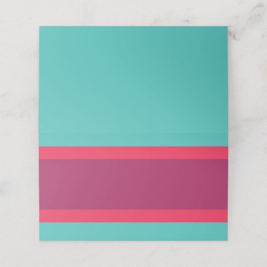 Moderner Farbblock Türkisch Pink Lila Platzkarte (Außenseite Aufgefaltet)