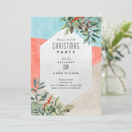 Moderner Farbblock Weihnachten/Urlaub Einladung (Stehend Vorderseite)