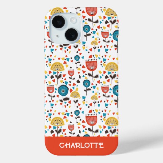 Moderner, farbenfroher, blumenreicher Individuelle Case-Mate iPhone Hülle (Rückseite)