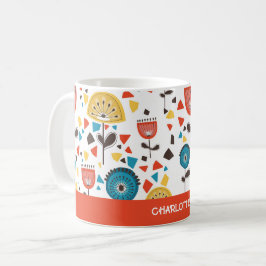 Moderner, farbenfroher, blumenreicher Individuelle Kaffeetasse