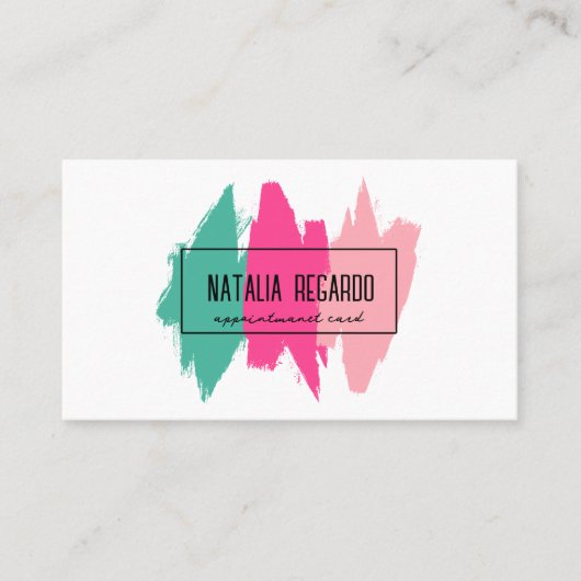 Moderner farbenfroher Brush Strokes Salon Terminkarte (Vorderseite)