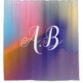 Moderner farbenfroher Duschvorhang mit Initialen (Vorderseite)