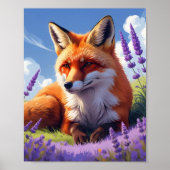 Moderner farbenfroher Fox in einem lebendigen Lave Poster (Vorne)
