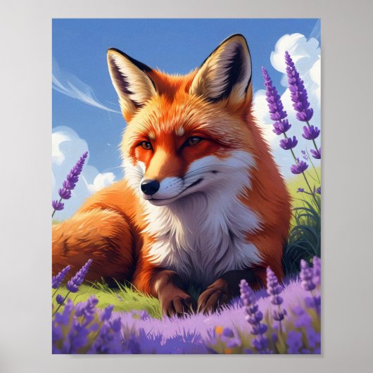 Moderner farbenfroher Fox in einem lebendigen Lave Poster (Vorne)