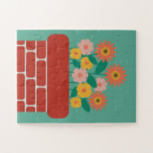 Moderner farbenfroher Garten Blühen in Brick Chimn Puzzle (Horizontal)