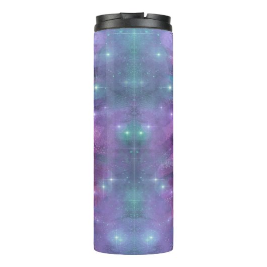 Moderner farbenfroher gestreifter Glitzer Agate Ma Thermosbecher (Rückseite)