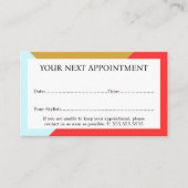 Moderner farbenfroher kühne Schönheitssalon Terminkarte (Vorderseite)