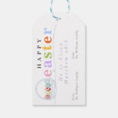 Moderner farbenfroher Pastel Happy Oaster Egg Korb Geschenkanhänger (Rückseite)